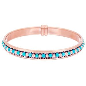 Bronze Italia Turquoise & Polished Bead Inlay Round Bangle - Rose Gold